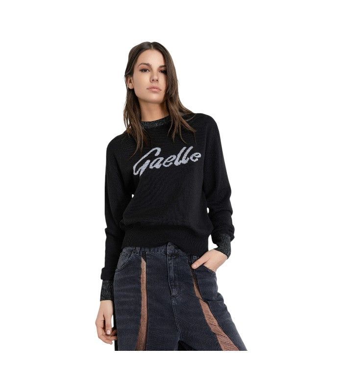 Lurex Logo Pullover • Black - Gaëlle Paris