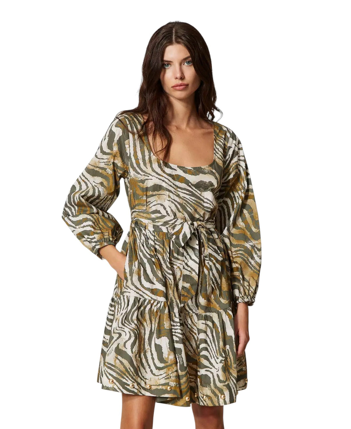 Abito corto in popeline animalier Twinset