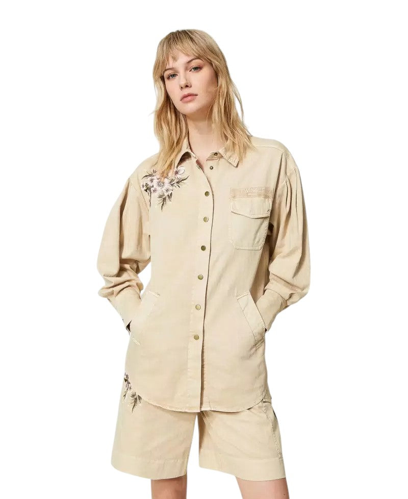 Giacca in gabardina misto lino Twinset