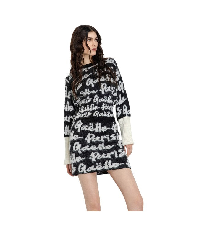 Pullover Cropped In Maglieria • Nero Offwhite - Gaëlle Paris
