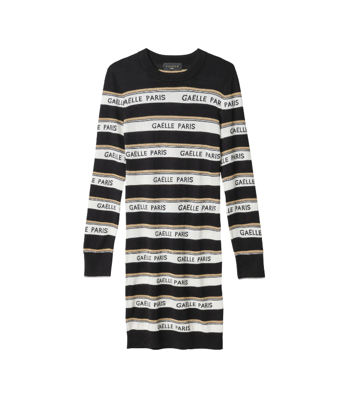 Mini Abito In Maglia Jacquard • Nero - Gaëlle Paris