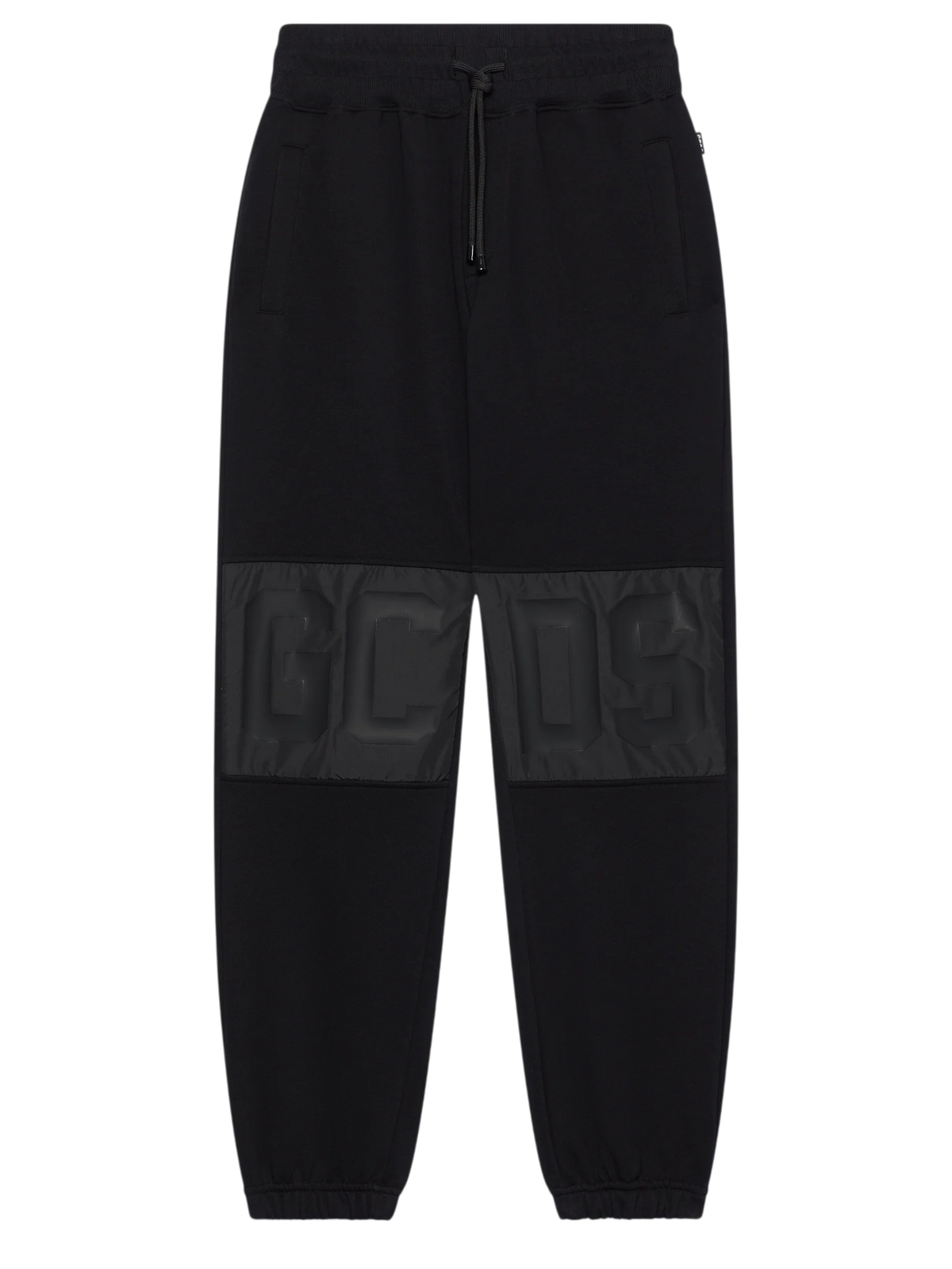 Pantaloni Jogger GCDS Black con Logo Band in Rilievo e Inserti in Nylon