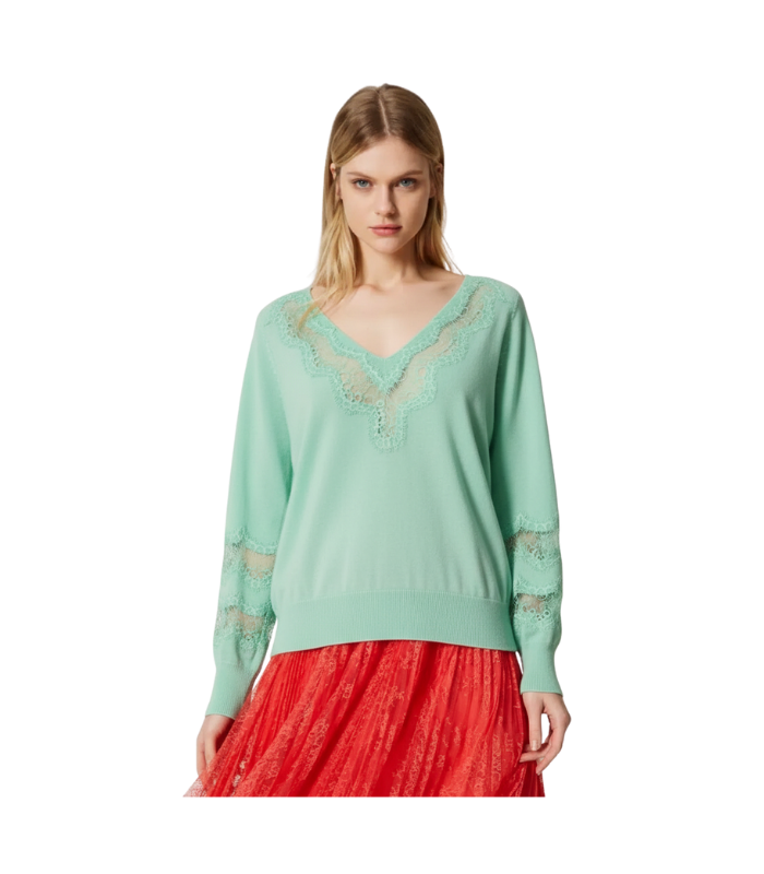 Maxi maglia con inserti in pizzo Twinset