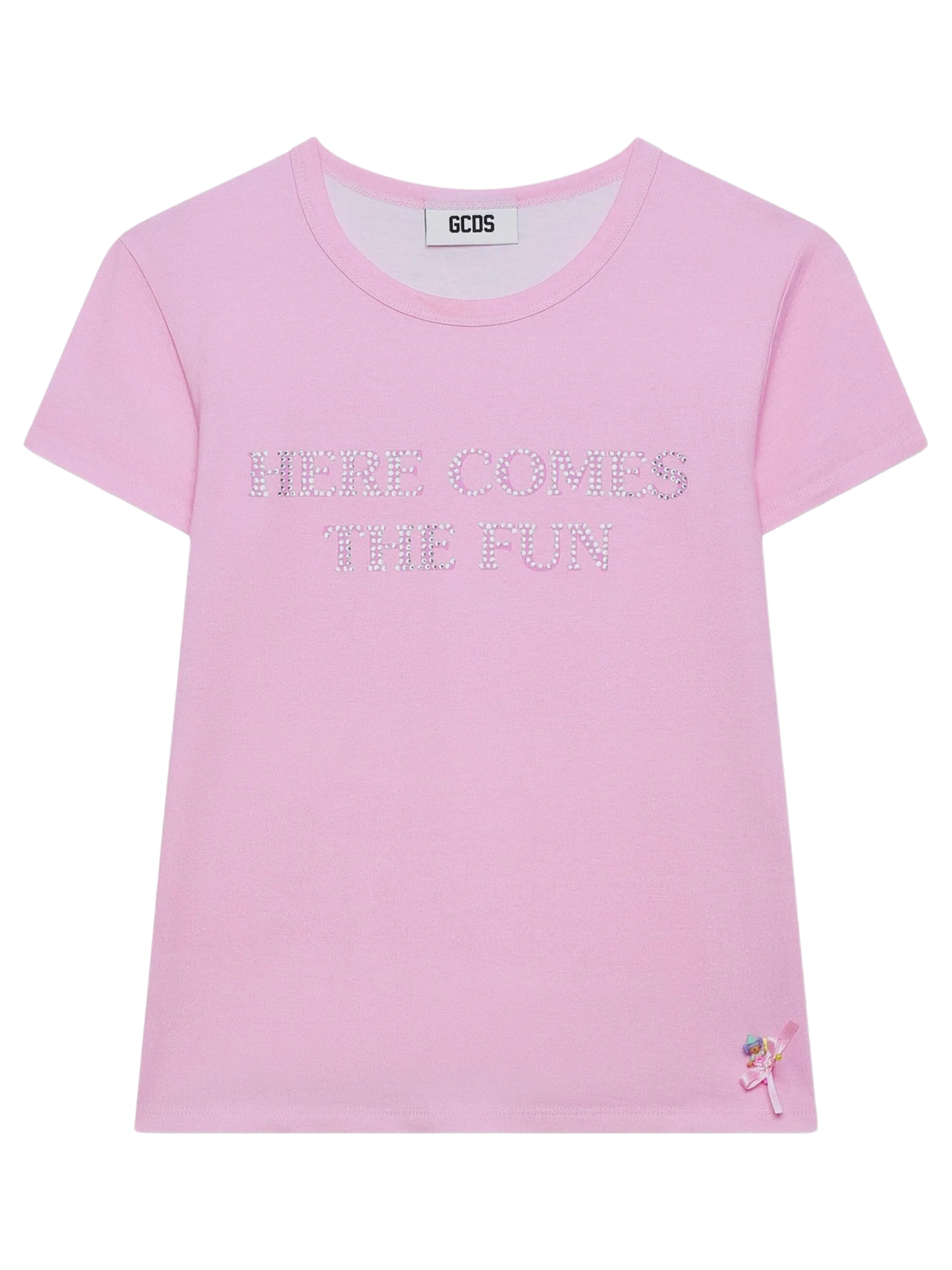 GCDS x Polly Pocket T-Shirt "Here Comes The Fun" - Rosa Confetto con Strass
