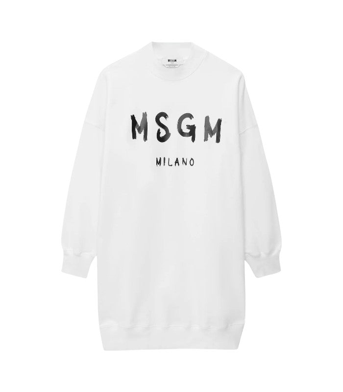 Abito in cotone con logo pennellato MSGM