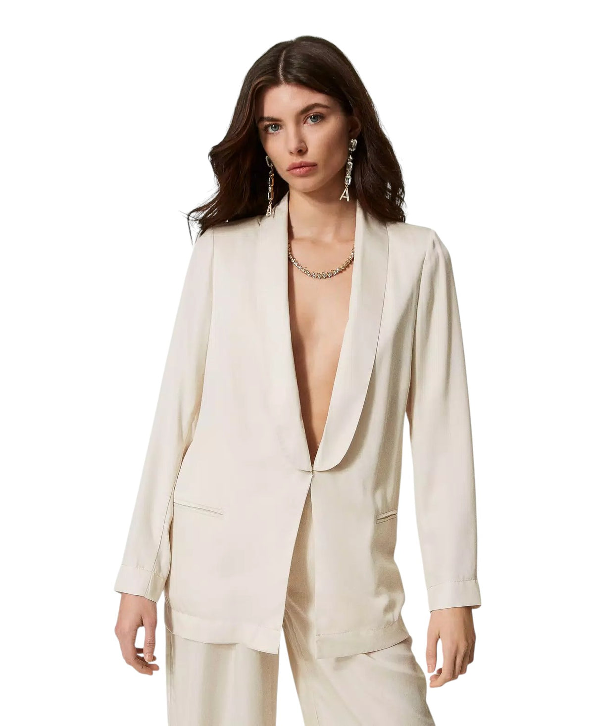 Giacca blazer con revers sciallato Twinset