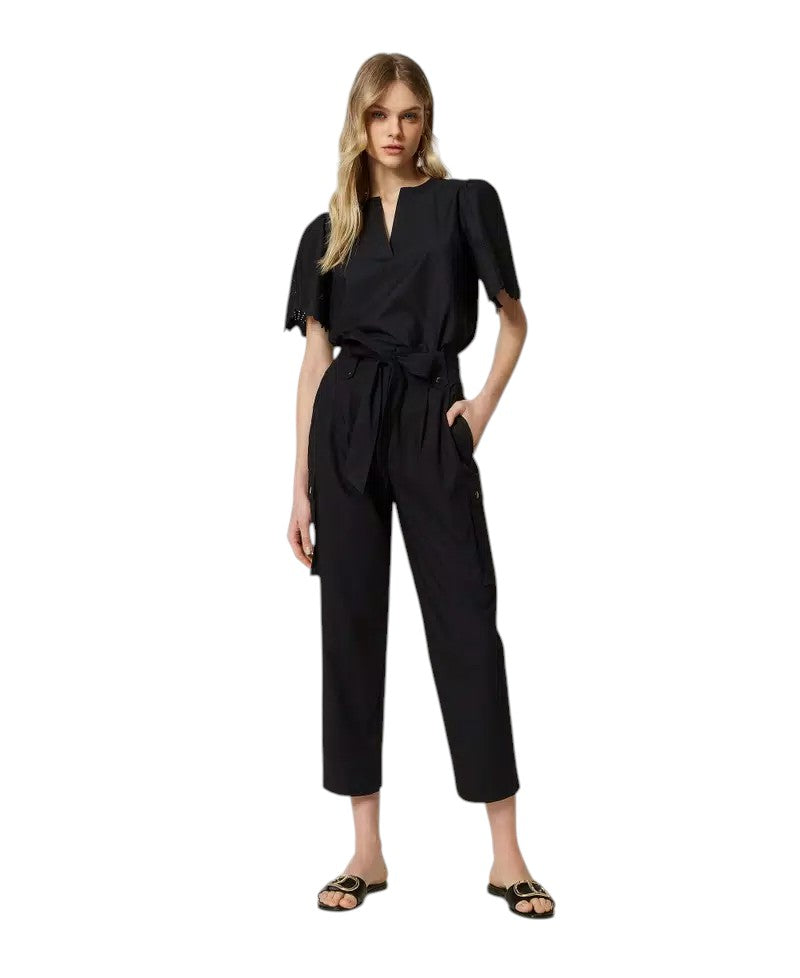 Pantaloni cargo in popeline Twinset