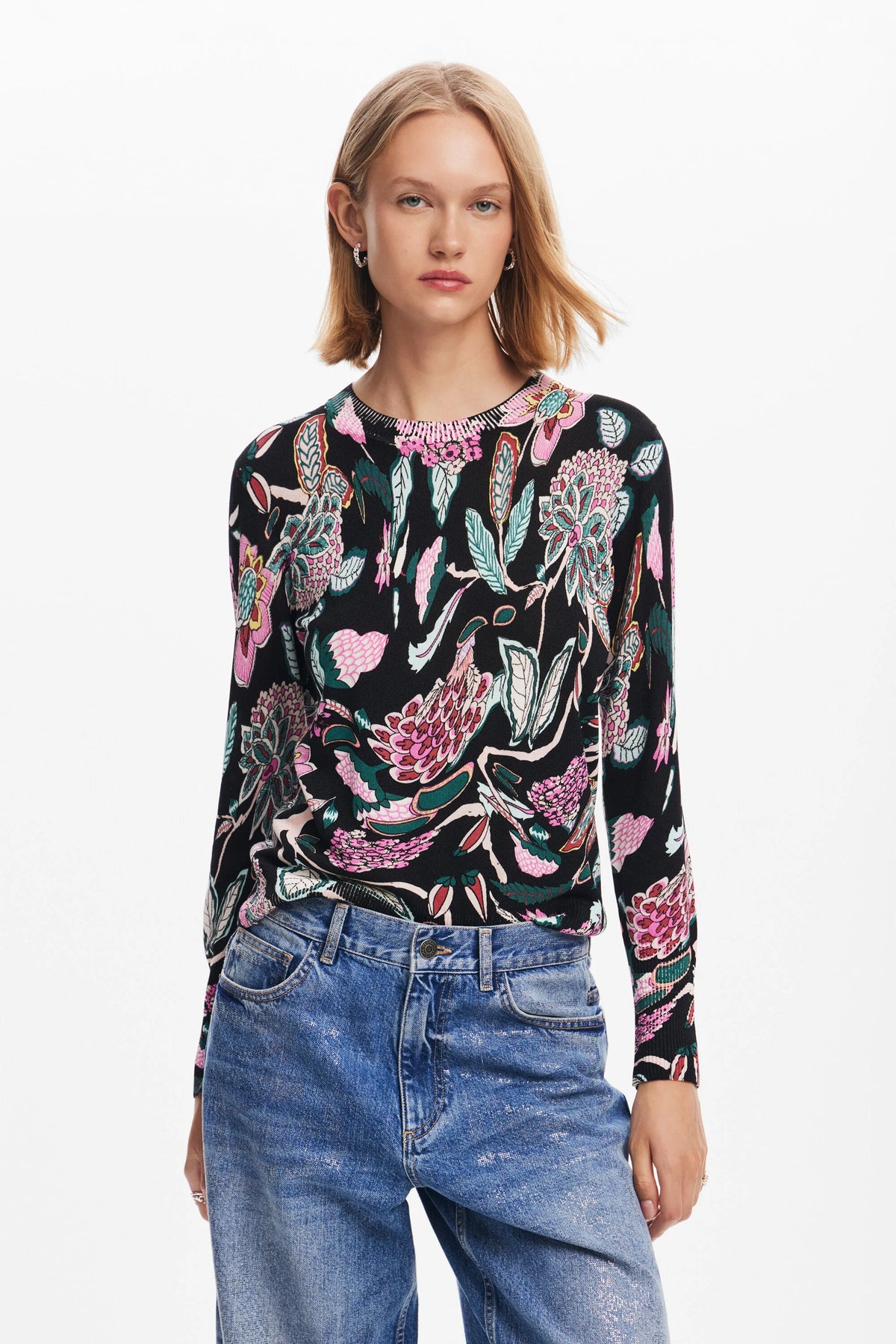 Maglione a maglia con disegni botanici - Desigual