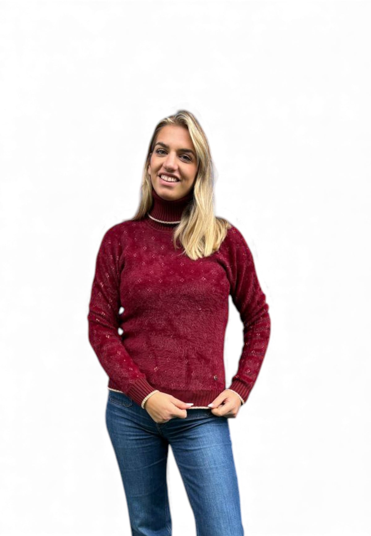 Maglioncino Rosso con collo alto Yes Zee donna