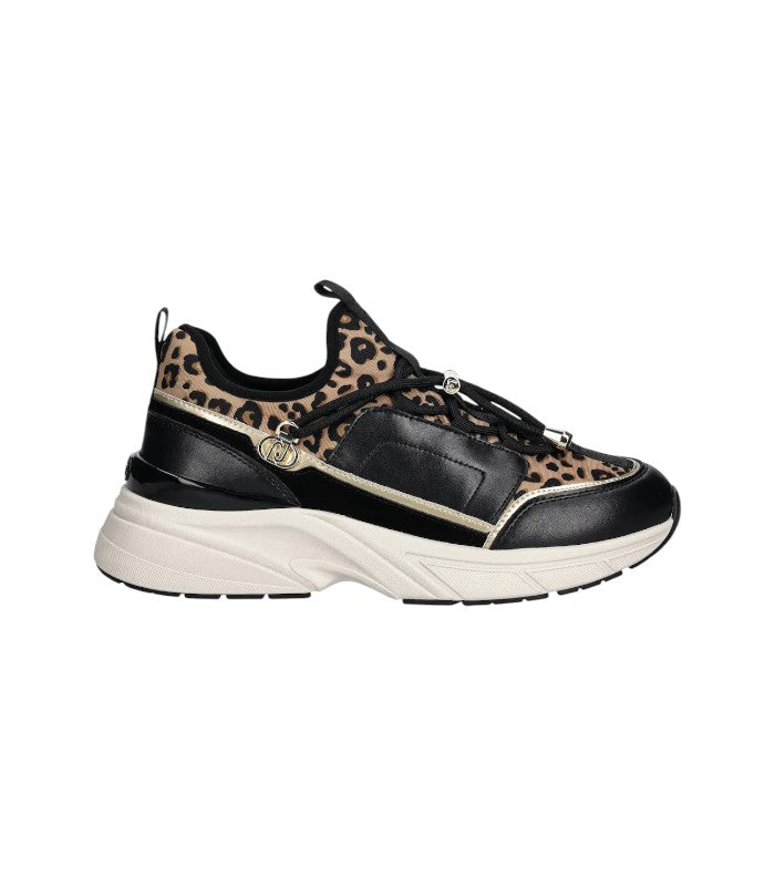 SNEAKER CALF LEATHER/PRINTED BLACK/LEOPARD
