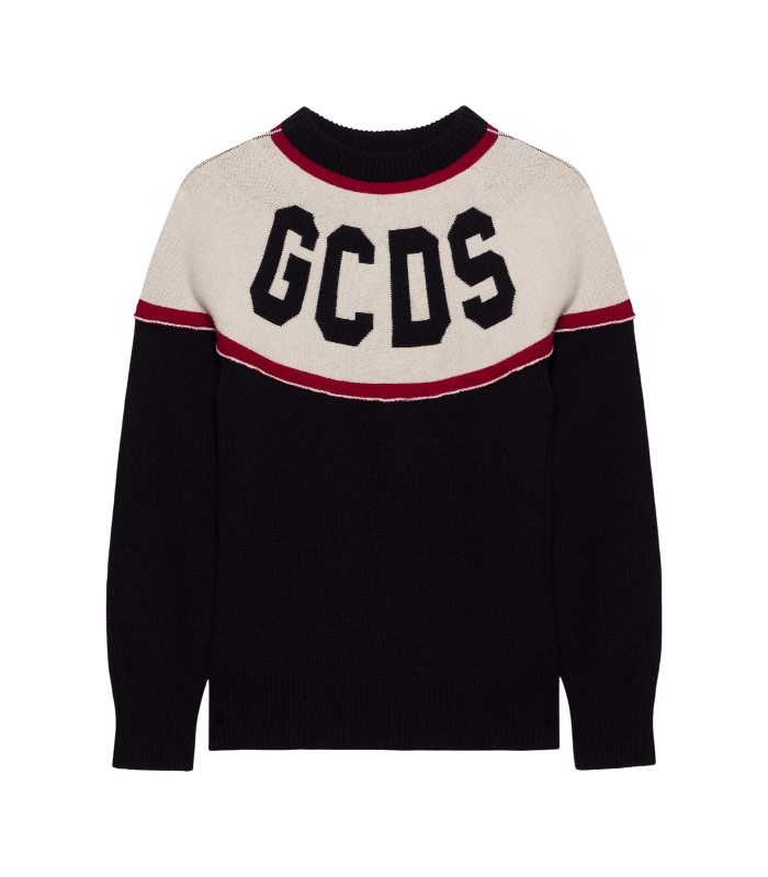 Maglione a righe con logo GCDS