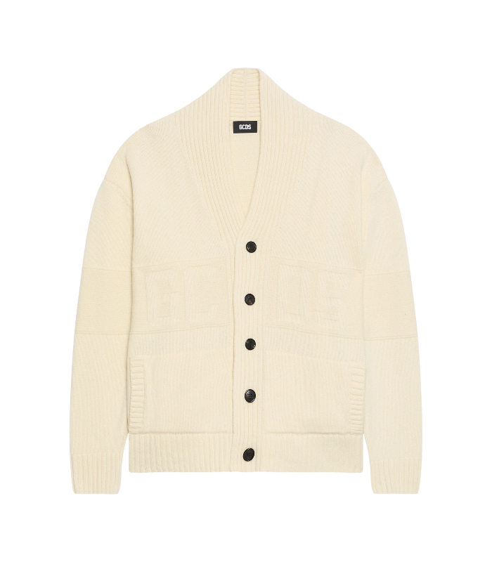 Cardigan con bottoni e logo GCDS