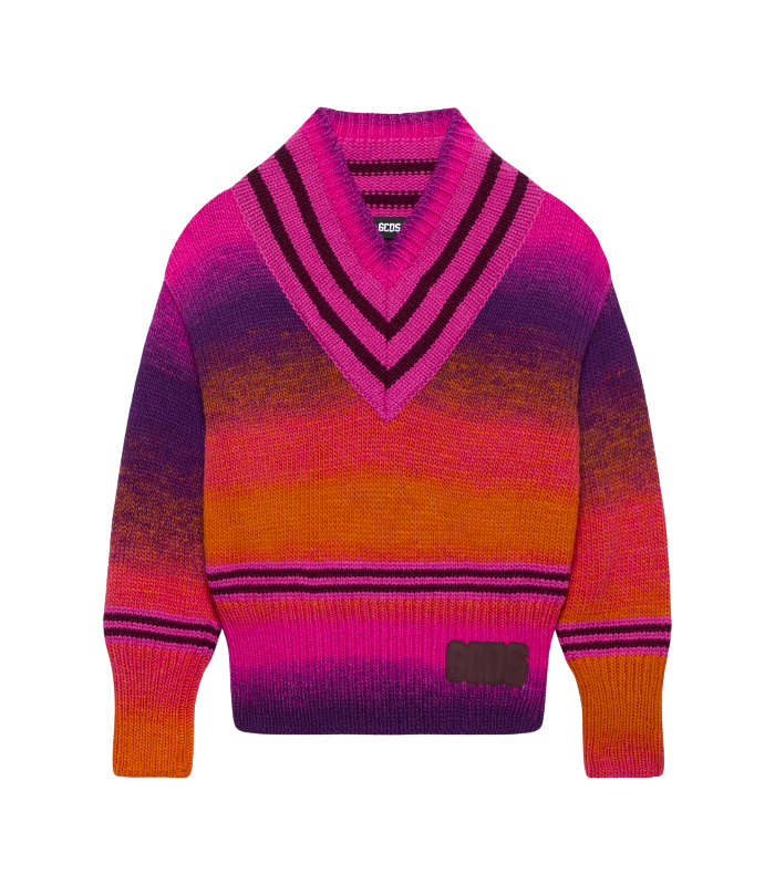 Maglione dégradé stile college GCDS