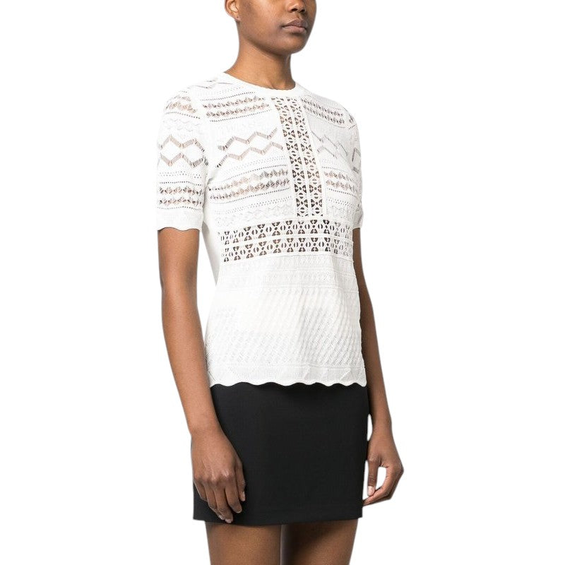 Top a maniche corte in maglia Pointelle Twinset
