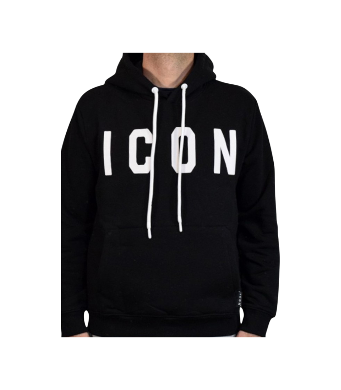 FELPA NERA ICON CON CAPPUCCIO