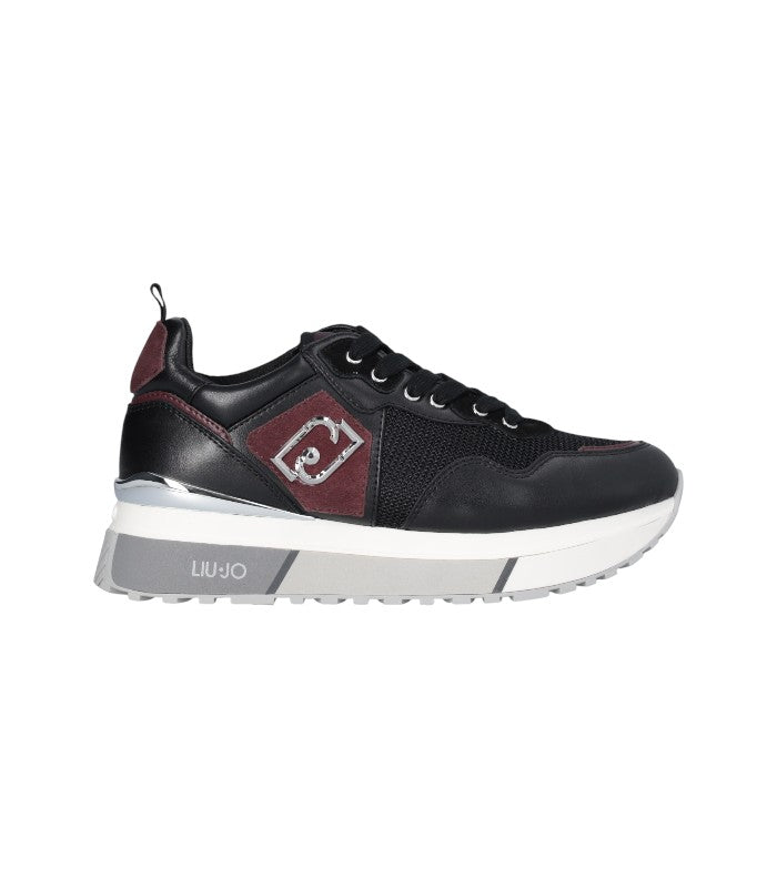 SNEAKER CALF LEATHER/BRIGHTY BLACK/CREMISI