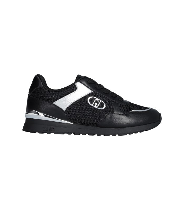 SNEAKER CALF LEATHER/BRIGHTY BLACK/SILVER