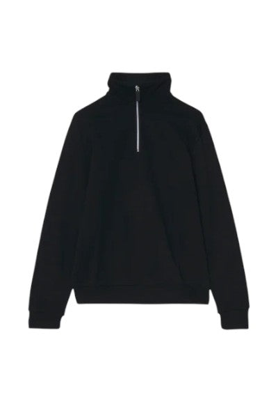 Felpa GCDS Essentials Mezza Zip in Cotone con Logo Patch e Collo Alto