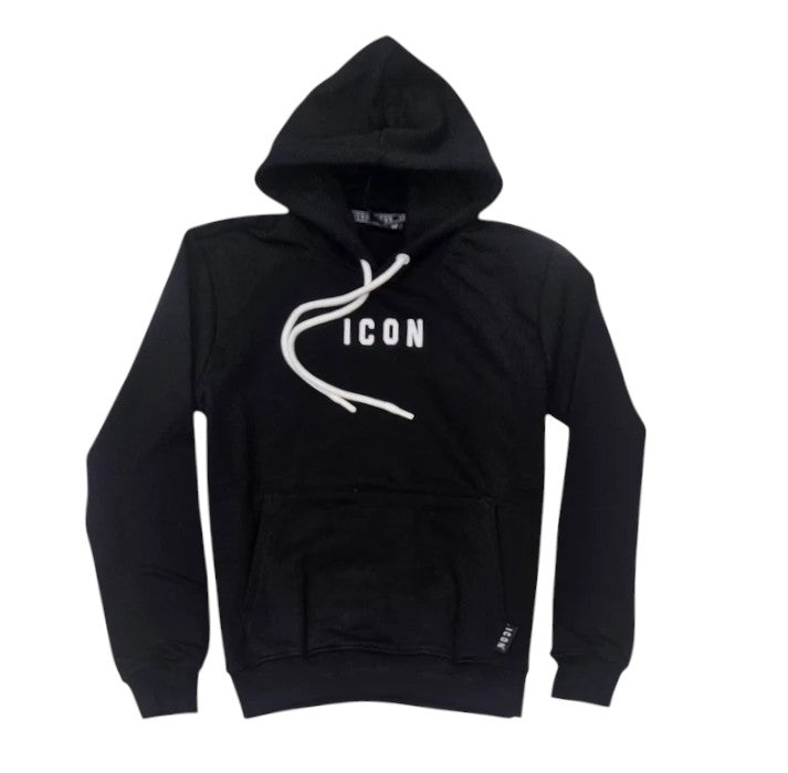 FELPA NERA ICON CON CAPPUCCIO